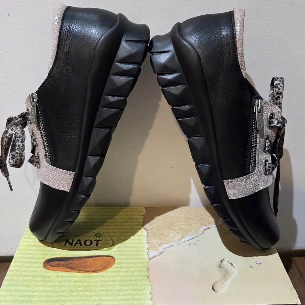 Women's Elios Beije Lizard With Black Leather & Cheetah Laces, Size 7 - Picture 12 of 16